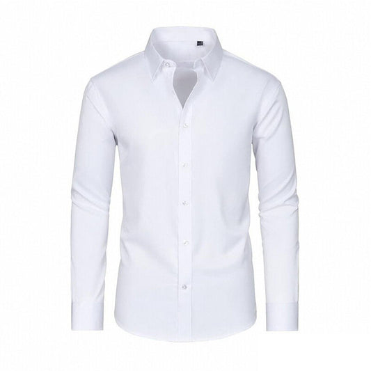 CleanPress 4-Way Stretch Shirt – White Long Sleeve